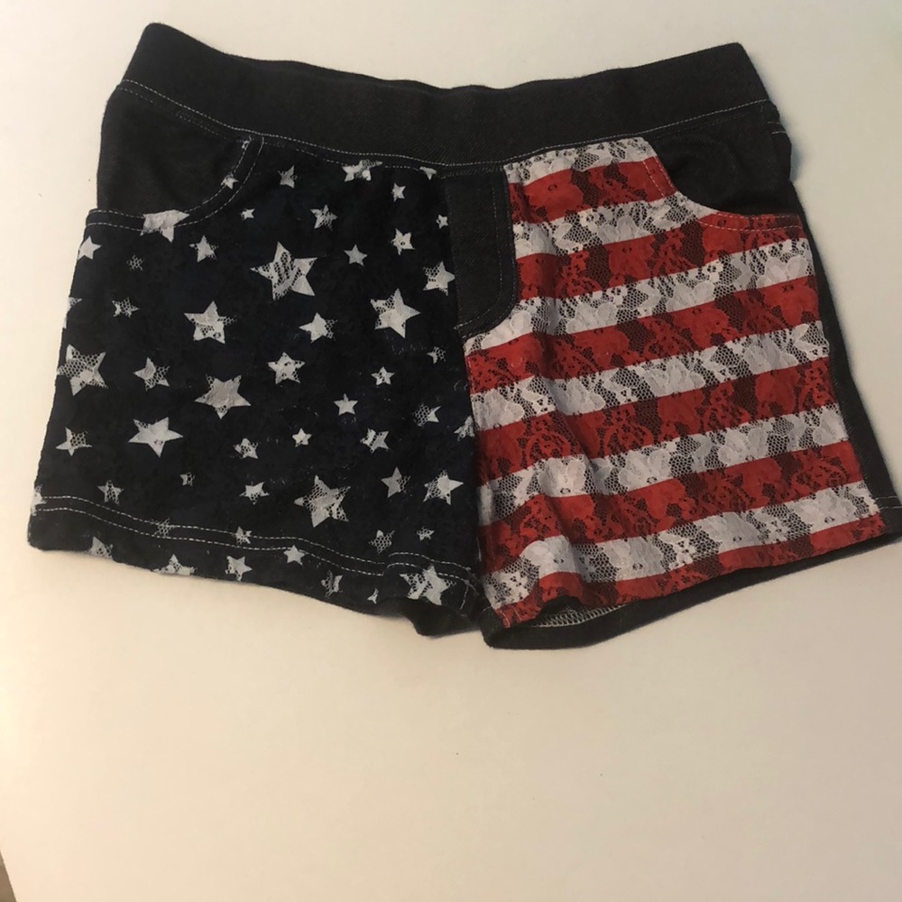 Old Navy patriotic, pull-on shorts, denim look
